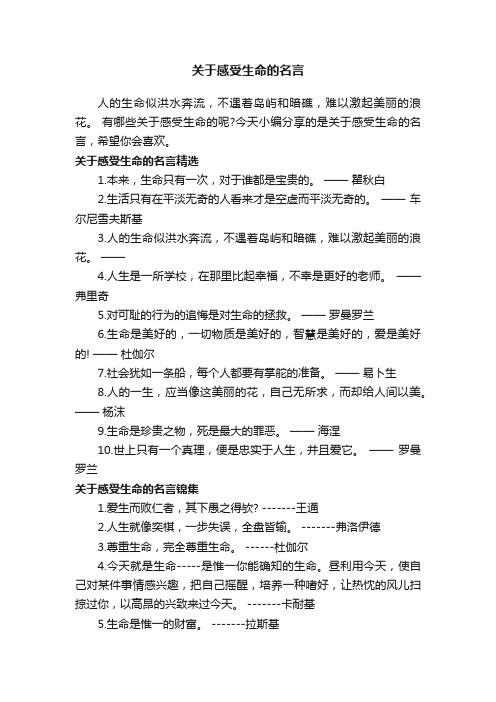 关于感受生命的名言