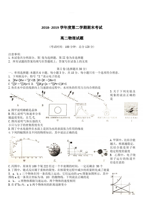 江苏省泰州市2018-2019学年高二下学期期末考试 物理含答案