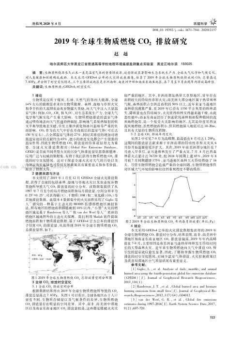 2019年全球生物质燃烧CO2排放研究