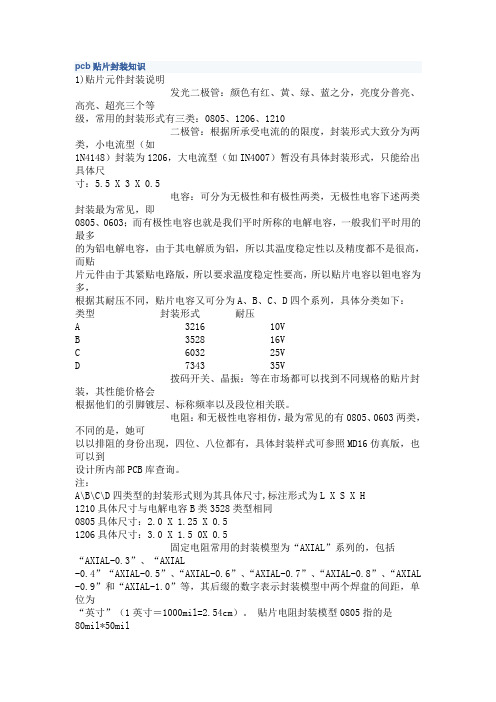 pcb贴片封装知识