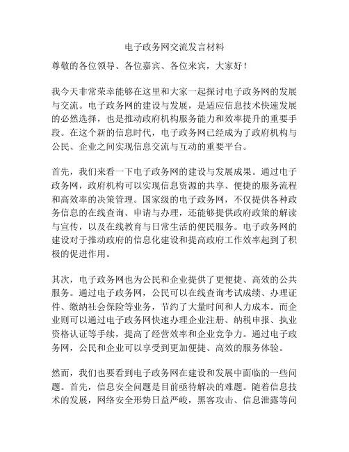 电子政务网交流发言材料