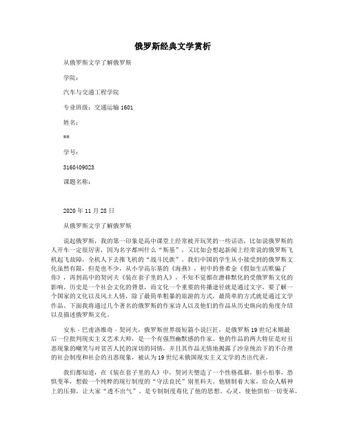 俄罗斯经典文学赏析