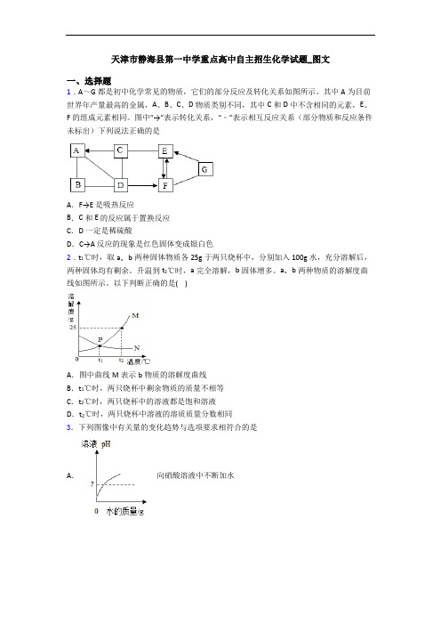 天津市静海县第一中学重点高中自主招生化学试题_图文