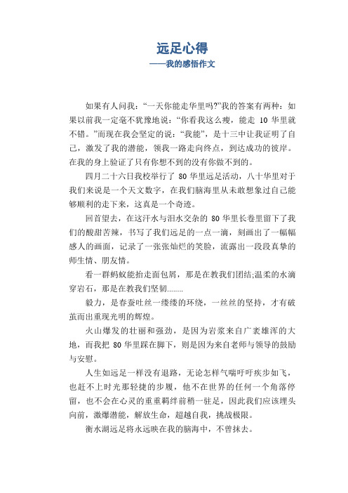 远足心得_我的感悟作文  