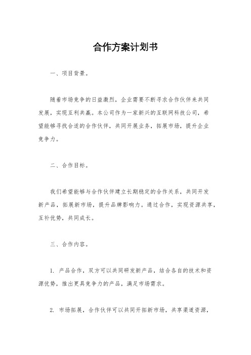 合作方案计划书