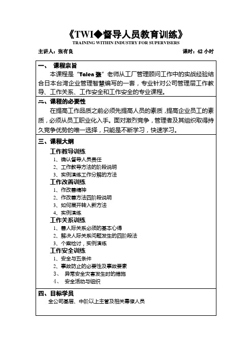 《TWI督导人员教育训练》