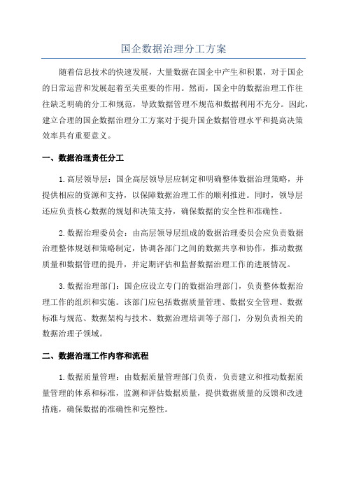 国企数据治理分工方案