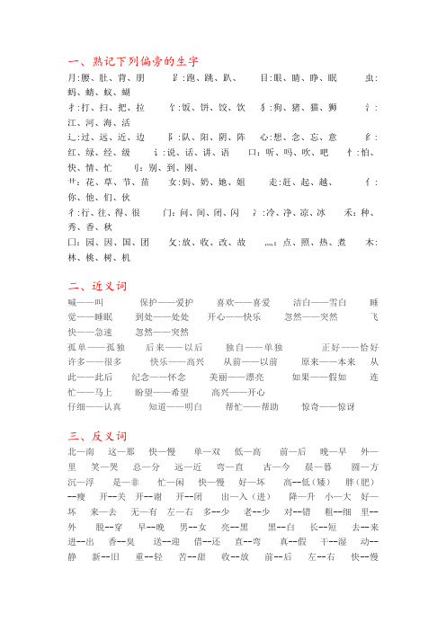 人教版六年级语文下册《字词》复习资料