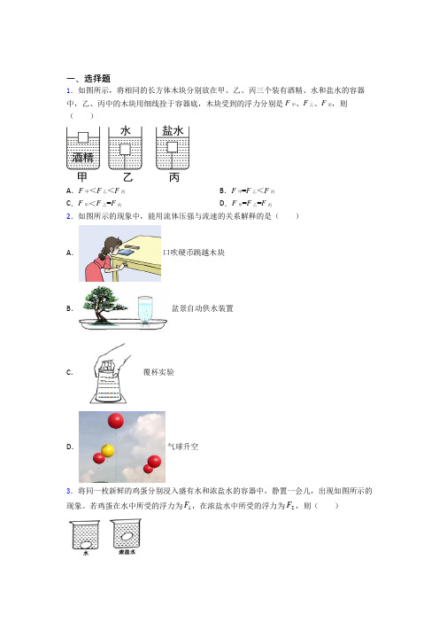 (常考题)人教版初中物理八年级下册第十章《浮力》检测卷(答案解析)(3)