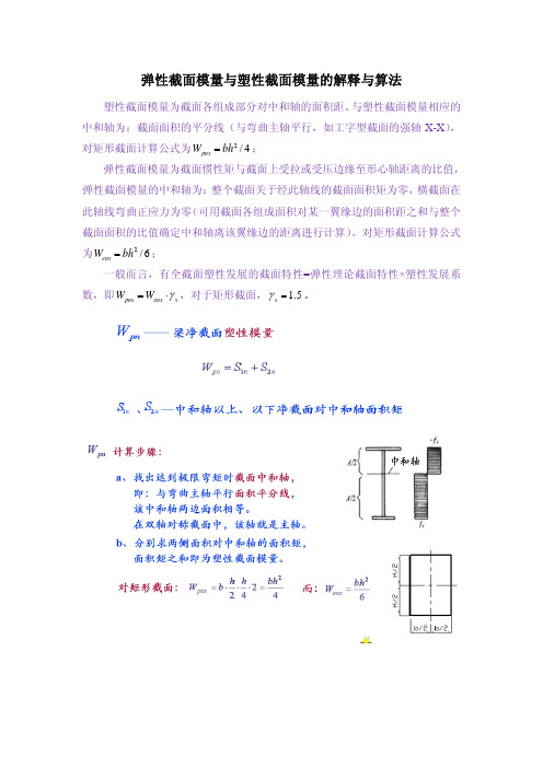 弹性截面模量跟塑性截面模量的解释跟算法