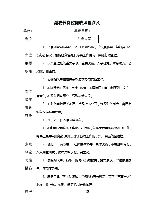 副校长岗位廉政风险点及