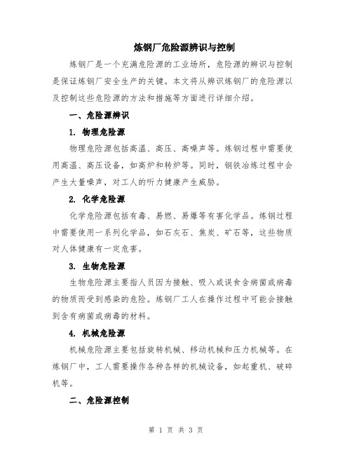 炼钢厂危险源辨识与控制