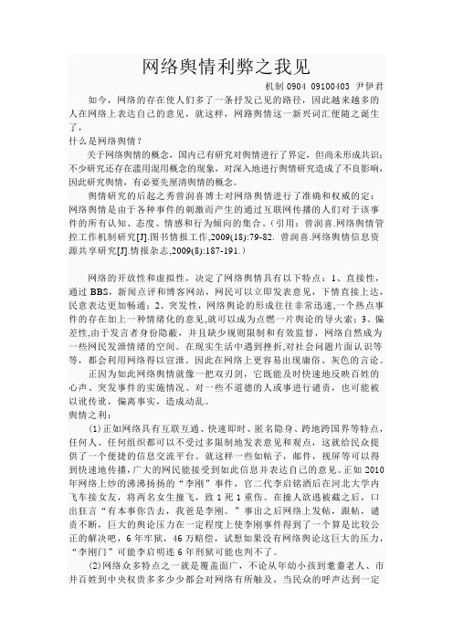 网络舆情利弊之我见