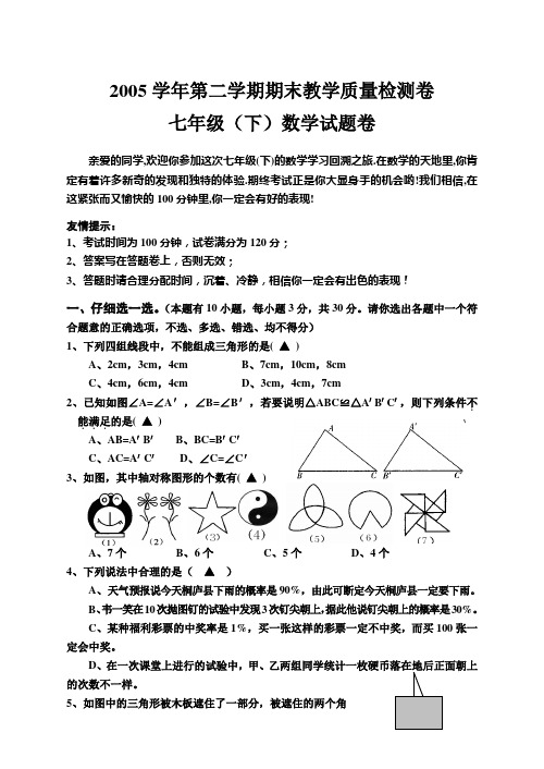 2006年七年级下数学试卷(最后稿)