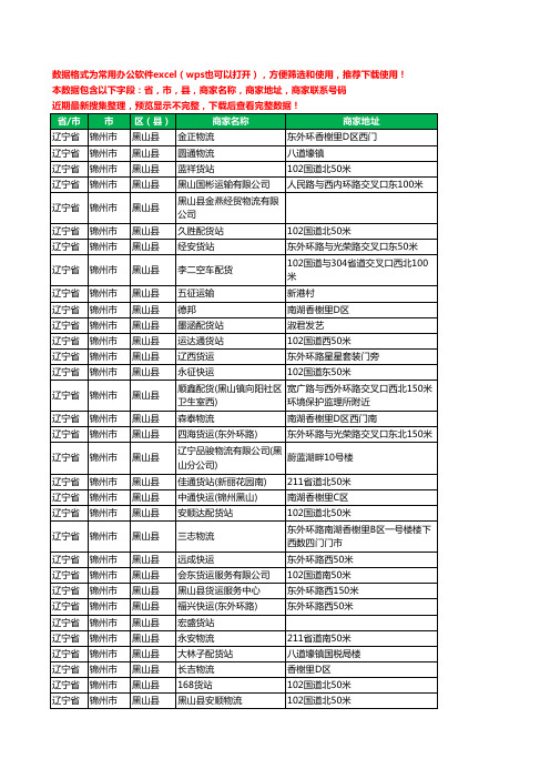 2020新版辽宁省锦州市黑山县货运工商企业公司商家名录名单联系电话号码地址大全32家