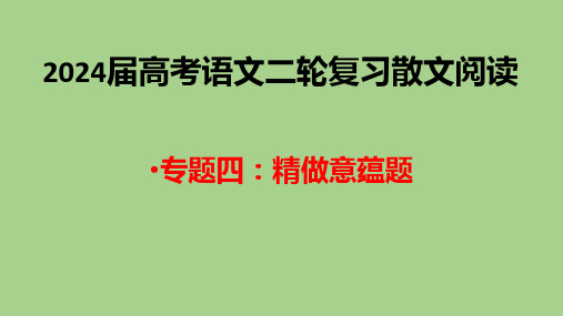 2024年高考语文散文阅读精讲复习专题四：精做意蕴题