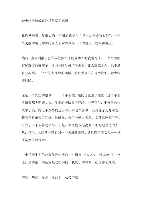 青少年法治教育片马仔学习感悟五篇