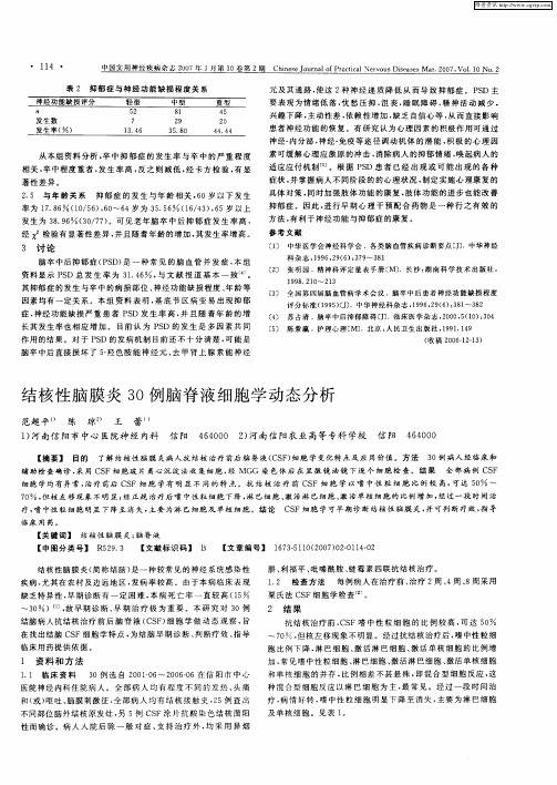 结核性脑膜炎30例脑脊液细胞学动态分析