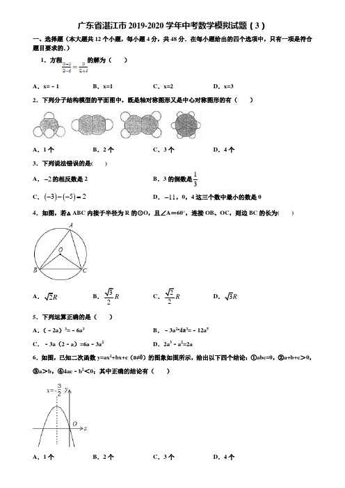 广东省湛江市2019-2020学年中考数学模拟试题(3)含解析