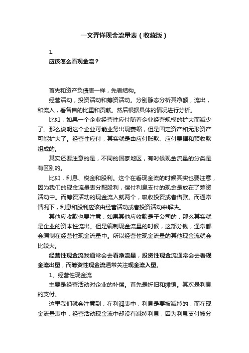 一文弄懂现金流量表（收藏版）