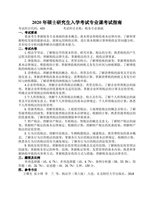 哈尔滨商业大学2020年433税务专业基础