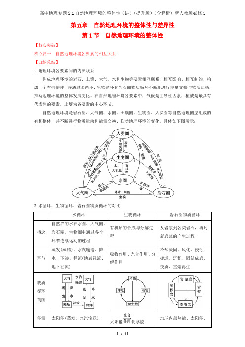 高中地理专题5.1自然地理环境的整体性(讲)(提升版)(含解析)新人教版必修1