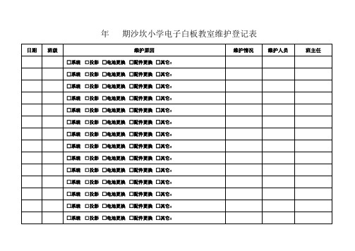 中小学电子白板维护记录表