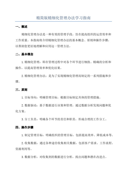 精简版精细化管理办法学习指南