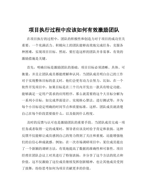 项目执行过程中应该如何有效激励团队