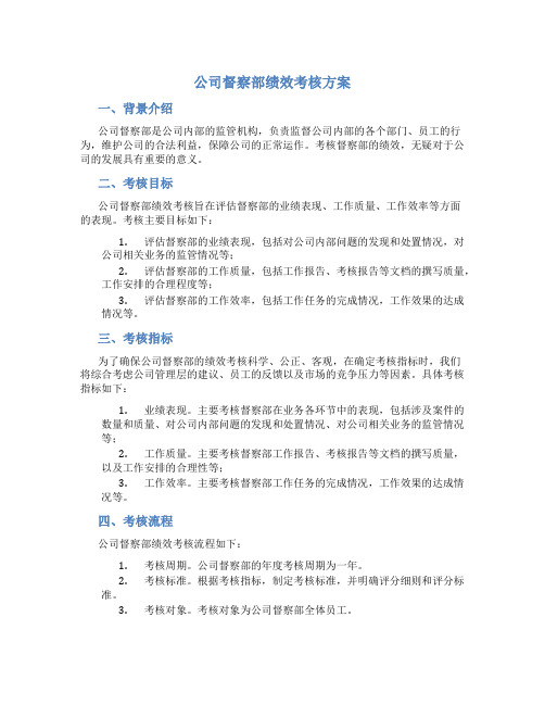 公司督察部绩效考核方案