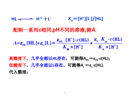 关于光度法测定弱酸解离常数的计算