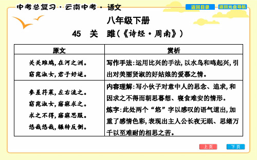 中考语文 古诗词曲鉴赏 八年级下册