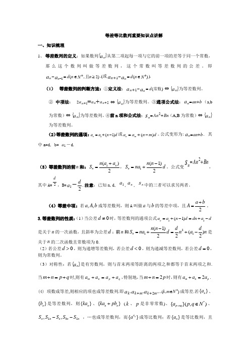 等差等比数列重要知识点讲解Microsoft Word 文档