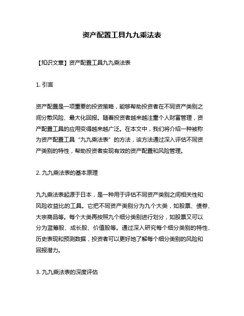 资产配置工具九九乘法表