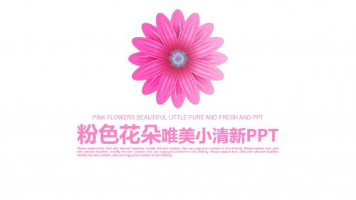 【通用PPT模板】45粉色花朵唯美小清新