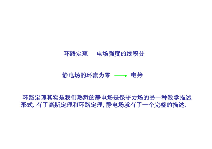 环路定理电场强度的线积分静电场的环流为零电势环路定理