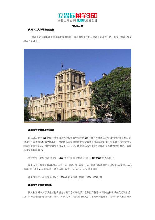 澳洲国立大学毕业生起薪