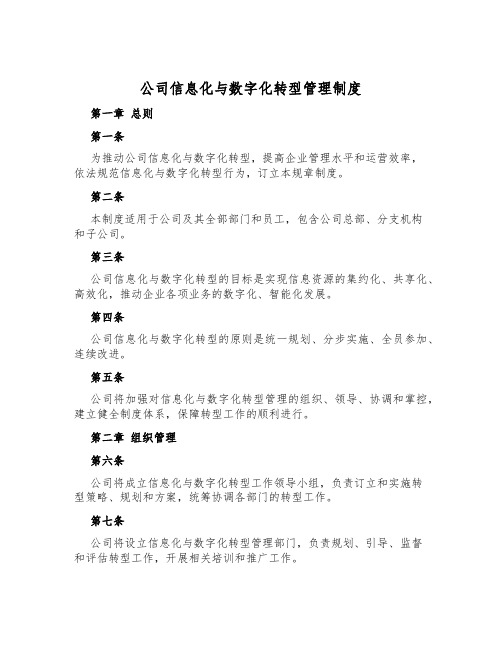 公司信息化与数字化转型管理制度