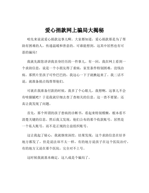 爱心捐款网上骗局大揭秘