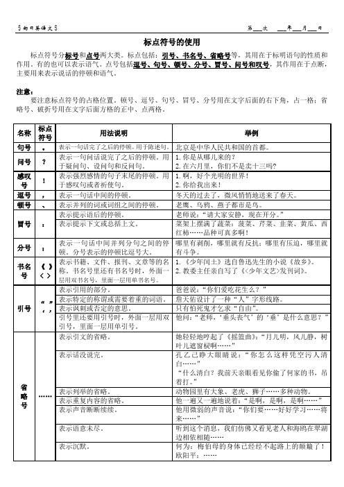 标点符号的使用,三、四年级