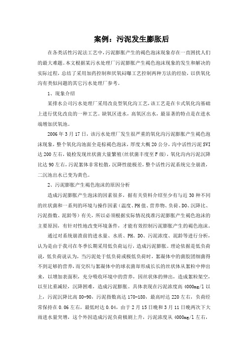 案例：污泥发生膨胀后