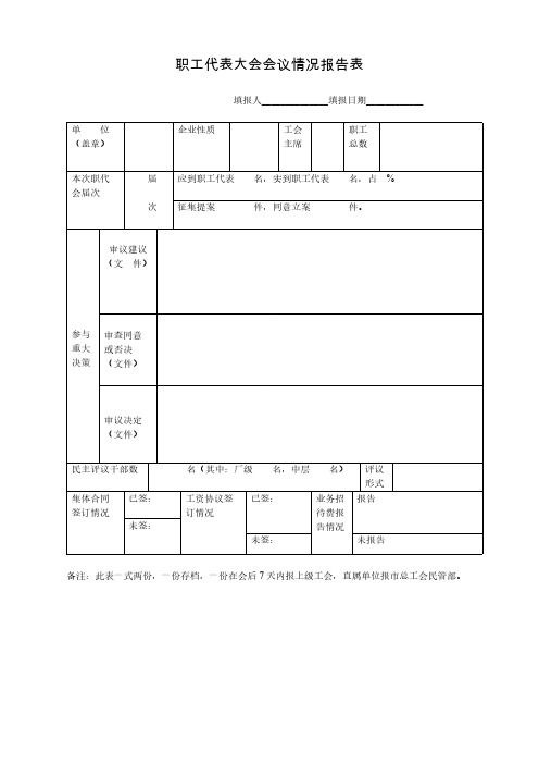 职工代表大会情况报告表-推荐下载