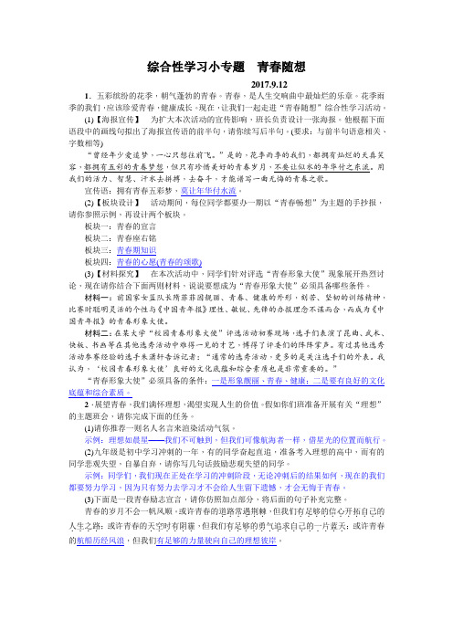 综合性学习小专题 青春随想