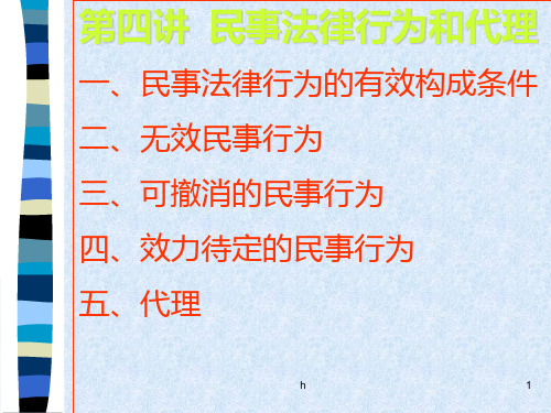 【法学课件】第四讲 民事法律行为和代理