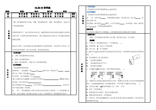 二氧化碳和一氧化碳导学案九年级化学人教版上册