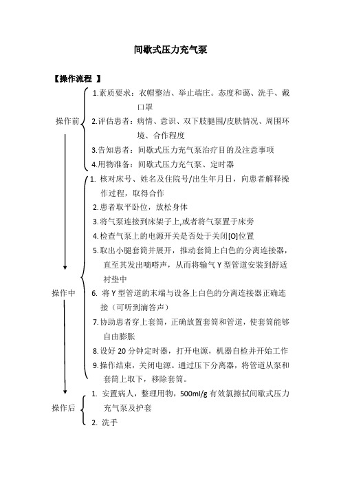 间歇式压力充气泵(VENODYNE)操作流程