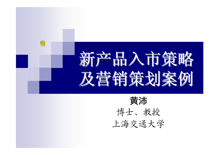 新产品入市策略及营销策划案例