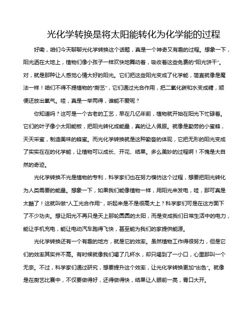 光化学转换是将太阳能转化为化学能的过程