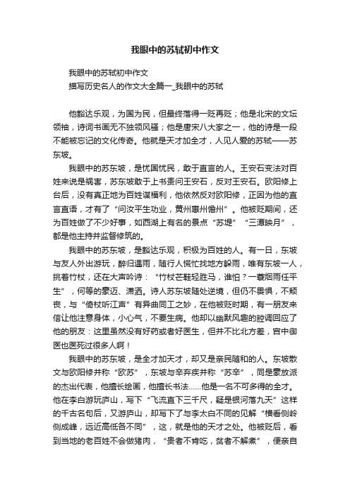 我眼中的苏轼初中作文