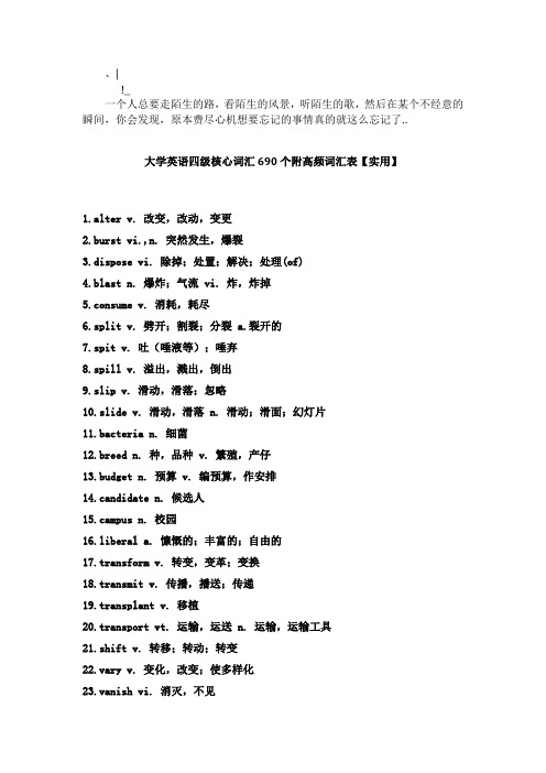 Dhdyymn_a大学英语四级核心词汇690个附高频词汇表